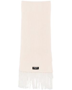 Patrizia Pepe Fringed Ribbed-Knit Scarf - White