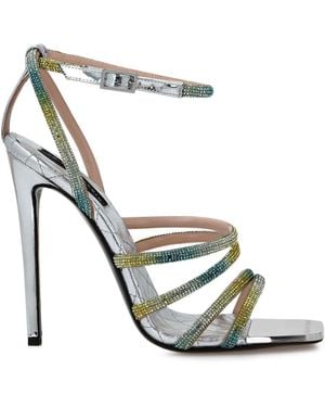 Philipp Plein Mirror 120Mm Crystal-Embellished Sandals - White