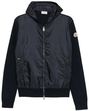 Moncler Logo-Patch Hoodie - Blue