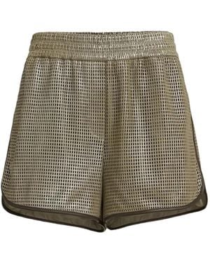 Brunello Cucinelli Perforated-Leather Shorts - Green