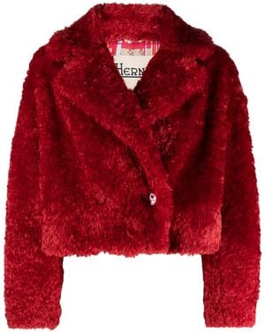 Herno Faux-Fur Cropped Jacket - Red
