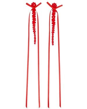 Simone Rocha Schmale Ohrringe mit Schleife - Rot