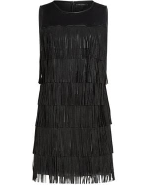 KARL LAGERFELD Mini Fringe Leather Dress - Black