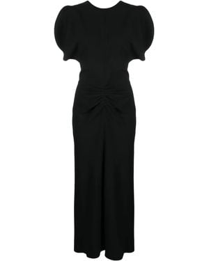Victoria Beckham Round Neck Midi Dress - Black