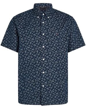 Tommy Hilfiger Paisley-Print Short-Sleeve Shirt - Blue