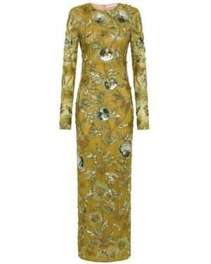 Rachel Gilbert Pierre Floral-Embellished Maxi Dress - Green