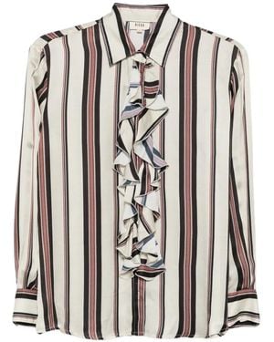 Diega Ruffled-Detail Striped-Pattern Shirt - White