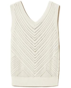 Twinset Chevron Openwork Knit Top - White
