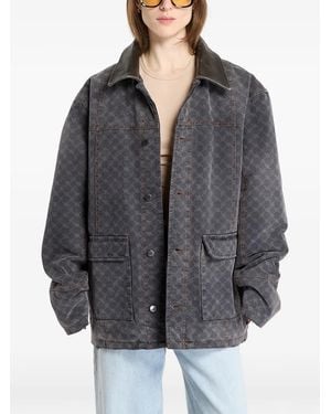 Daily Paper Jeansjacke im Workwear-Look mit Monogramm - Grau