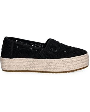 TOMS Lace-Embroidered Platform Espadrilles - Black
