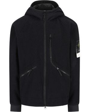 Stone Island Hooded Zip-Up Jacket - Black
