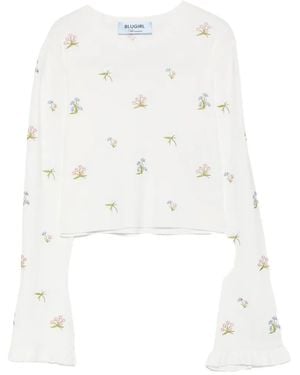 Blugirl Blumarine Floral-Embroidered T-Shirt - White