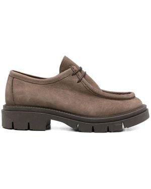 SERGIO MORETTI FIRENZE Lace-Up Ridged-Sole Loafers - Brown