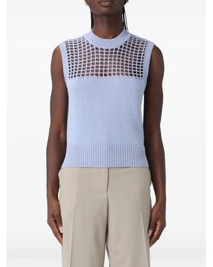ARMANI EXCHANGE Open-Knit Sleeveless Top - Blue