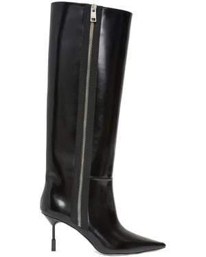 MSGM Pointed-Toe Leather Boots - Black