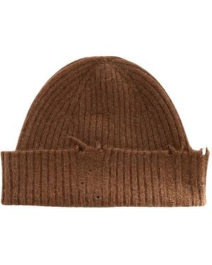 Uma Wang Soft Distressed Cashmere Beanie Hat - Brown
