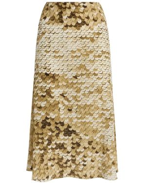 Moschino Printed-Sequin Silk Midi Skirt - Metallic