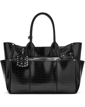 Ganni Embossed Studded Tote Bag - Black