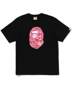 A Bathing Ape Ape Head Floral-Print T-Shirt - Black