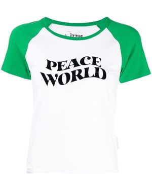 Izzue Slogan-Print Stretch-Cotton T-Shirt - Green