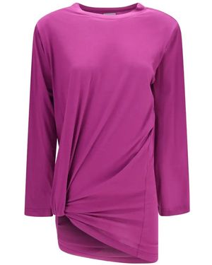 Balenciaga Knot-Detail Asymmetric T-Shirt - Purple
