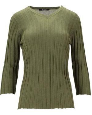 LA ROSE V-Neck Ribbed Top - Green