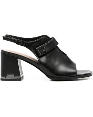 Linda Baumann Buckle-Detail Slingback Sandals - Black