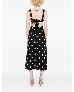 【Zimmermann】Polka-dot bow-detail linen midi dress Polka-dot bow-detail linen midi dress in black - Zimmermann