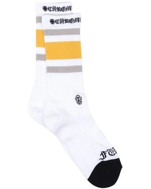 Chrome Hearts Chaussettes Rayées À Logo Imprimé - White
