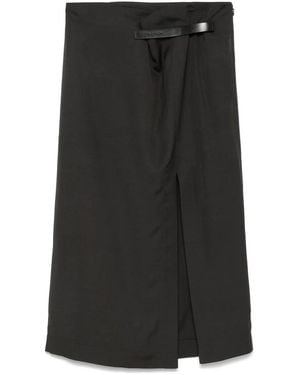 JW Anderson Falda Midi Con Tira Del Logo - Negro