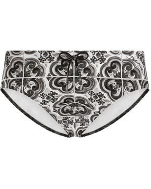 Dolce & Gabbana Graphic-Print Swimming Trunks - White