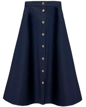 Carolina Herrera Button-Front Midi Skirt - Blue