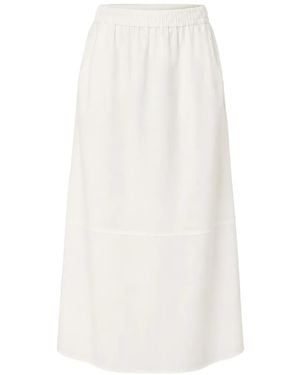 ELEH Elasticated-Waistband Paneled Midi Skirt - White