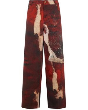Roberto Cavalli Faded Dye-Effect Jeans - Red