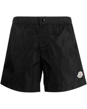 Moncler Logo-Patch Swim Shorts - Black