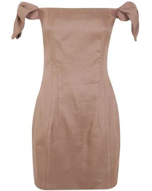 Elisabetta Franchi Linen-Blend Mini Dress - Brown