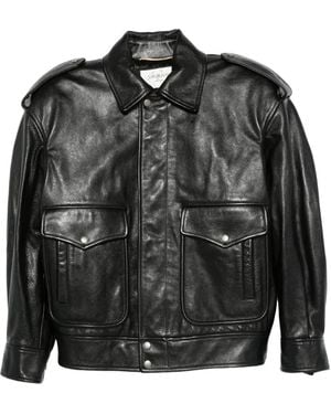 Saint Laurent Lederjacke Mit Klappentasche - Schwarz