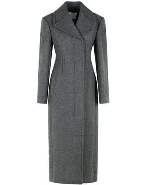 Sportmax Chevron-Effect Virgin Wool Breasted Coat - Gray