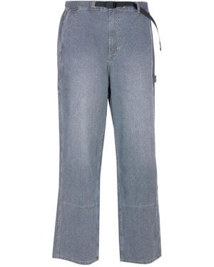 Gramicci Striped-Pattern Belted-Waist Trousers - Blue