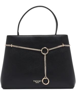 Twinset Chain-Detail Tote Bag - Black