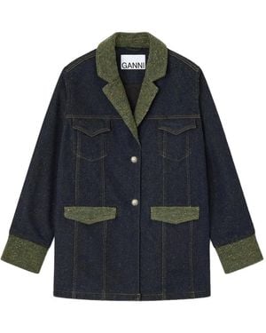 Ganni Pocket Collared Jacket - Blue