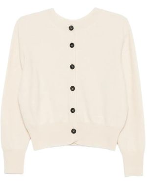 Grifoni Button-Up Crew-Neck Cardigan - Natural