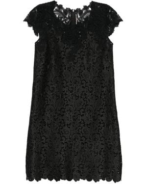 Ermanno Scervino Floral-Lace Scalloped-Edge Mini Dress - Black