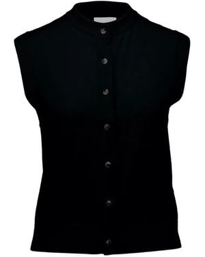 Allude Button Knitted Vest - Black