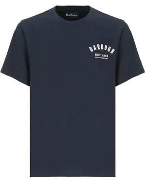Barbour Logo-Print Crew-Neck T-Shirt - Blue