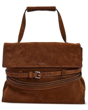Moschino Tie Me Buckle-Detail Suede Tote Bag - Brown