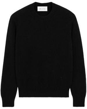 Ami Paris Ami De Coeur Pullover Aus Kaschmir Mit Rundhalsausschnitt - Schwarz