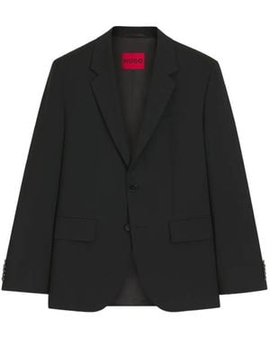 HUGO Notched-Lapel Single-Breasted Blazer - Black