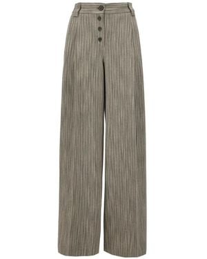 Paul Smith Herringbone Wide-Leg Pleated Trousers - Grey