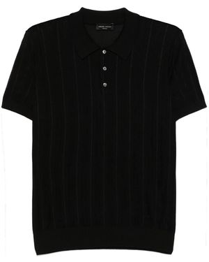 Roberto Collina オープンニット ポロシャツ - ブラック